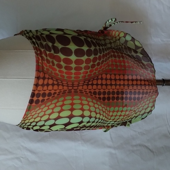 NWOT Shein psychedelic bikini with ruched skirt and head scarf Sz XL 3 PIECES! - Picture 10 of 16